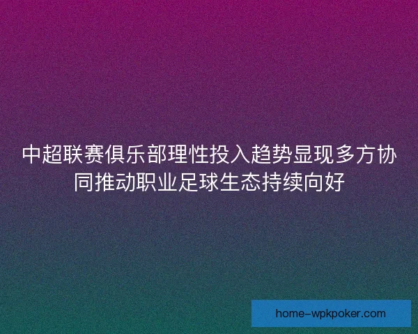 中超联赛俱乐部理性投入趋势显现多方协同推动职业足球生态持续向好