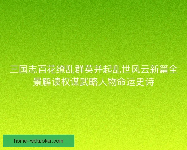 三国志百花缭乱群英并起乱世风云新篇全景解读权谋武略人物命运史诗