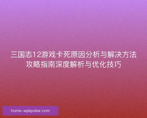 三国志12游戏卡死原因分析与解决方法攻略指南深度解析与优化技巧